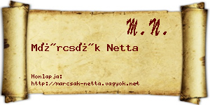 Márcsák Netta névjegykártya